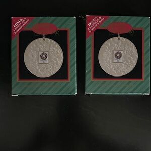 US Postal Service Vintage 1998 Cream Holiday Ornament Set